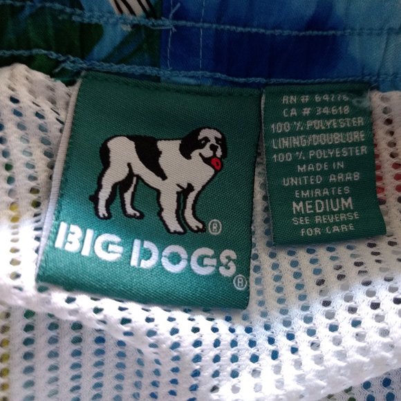BIG DOGS Swim Trunks Men's M Multicolor Happy Hour Dog Mesh Drawstring Pockets - Picture 10 of 15